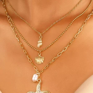 Daily Casual Metallic Stars Necklace Jewelry