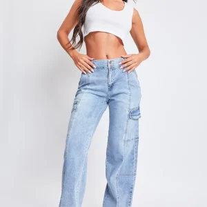 Elegant Daily Casual Pant Jeanswear High-Rise Straight Cargo Jeans