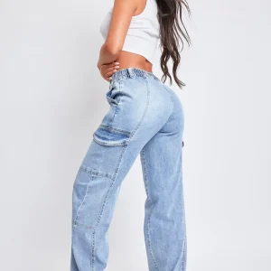 Elegant Daily Casual Pant Jeanswear High-Rise Straight Cargo Jeans - Image 5