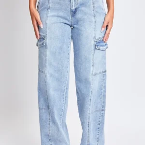 Elegant Daily Casual Pant Jeanswear High-Rise Straight Cargo Jeans - Image 4