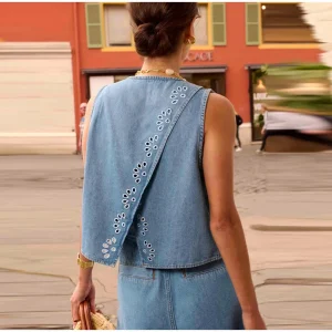 Elegant street wear solid hollow out denim pants suit - Image 11