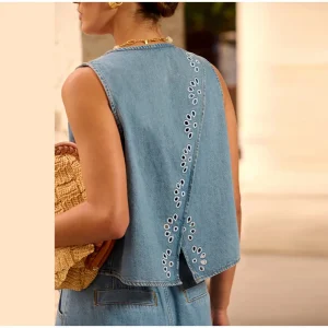 Elegant street wear solid hollow out denim pants suit - Image 13