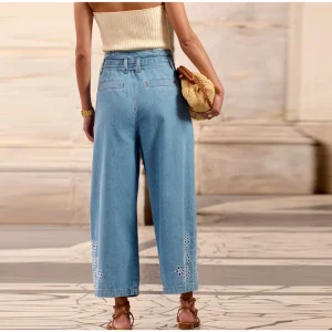 Elegant street wear solid hollow out denim pants suit - Image 12