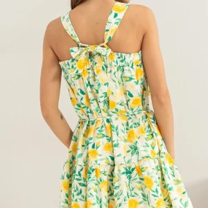 Elegant Party And Beach Short Dress Floral Tie Shoulder Mini Dress - Image 4