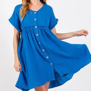 Elegant Party Short Button Up short Sleeve Stylish Dress