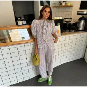 Elevate Style with Striped Buttons Straight Pant Suit Set - Image 6