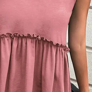 Fashion Vintage Tops Sleeveless Frill V-Neck Peplum Tank Tops - Image 2