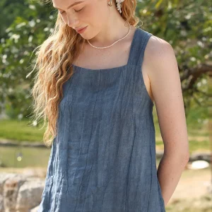 French Vintage Romantic Vacation Sleeveless Camisole Ladies Linen Tank Top - Image 4