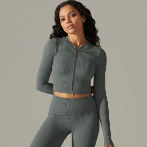 Front Zipper Yoga Tops Seamless Crop Top Fitness Shirts Long Sleeve Sports Top Gym Top Workout Active Wear - Image 7