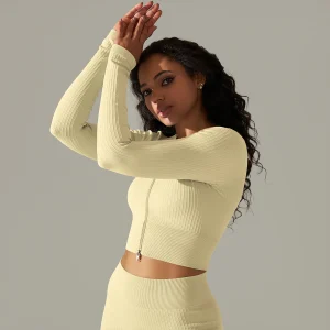 Front Zipper Yoga Tops Seamless Crop Top Fitness Shirts Long Sleeve Sports Top Gym Top Workout Active Wear - Image 16