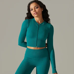 Front Zipper Yoga Tops Seamless Crop Top Fitness Shirts Long Sleeve Sports Top Gym Top Workout Active Wear - Image 12