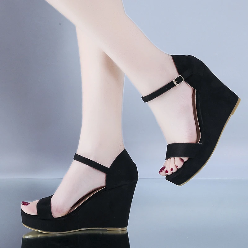 Peep Toe And High Heel Platform Ankle Buckles Sandals