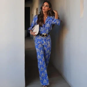 Printed Straight Leg Pants 2 Pieces Sets Long Sleeved Shirts Street Outfit - Image 2