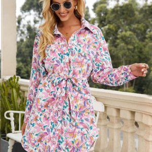 Stay Stylish and Comfortable in Chic Belted Shirt Dress