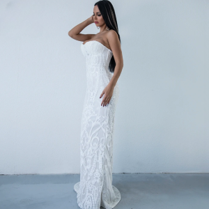 Elegant Glitter Sequin And Bodycon Long Prom Dress - Image 3