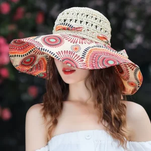 Bucket Folding Straw Panamas UV Protection Sun Visor Seaside Beach Hat - Image 6