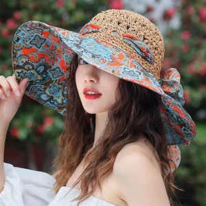Bucket Folding Straw Panamas UV Protection Sun Visor Seaside Beach Hat - Image 5