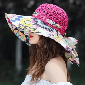 Bucket Folding Straw Panamas UV Protection Sun Visor Seaside Beach Hat - Image 4