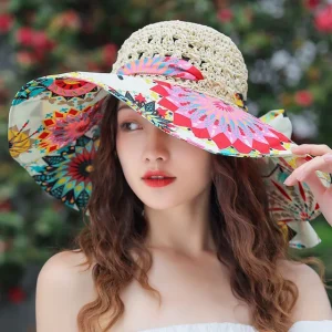 Bucket Folding Straw Panamas UV Protection Sun Visor Seaside Beach Hat - Image 3