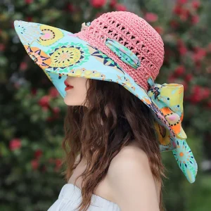 Bucket Folding Straw Panamas UV Protection Sun Visor Seaside Beach Hat - Image 2
