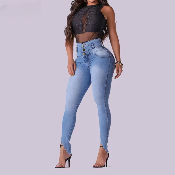 Casual Mid-Waist Stretch Slim-Fit Shaping Butt Lift Jeans