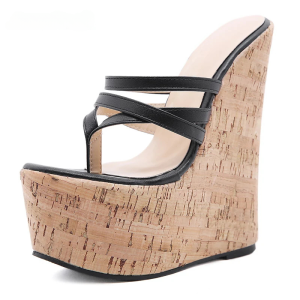 Casual Slip On Rome Narrow Band Wedges Platform High Heel - Image 2