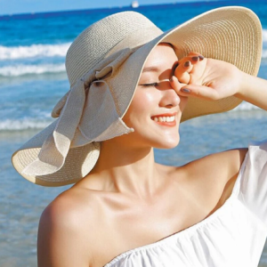 Casual Straw Bowknot Wide Brim Floppy Panama Outdoor Foldable Beach Sun Cap - Image 2