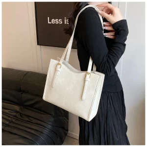 Casual Texture Leather Large Capacity One holder Simple Versatile Tote Bag - Image 5