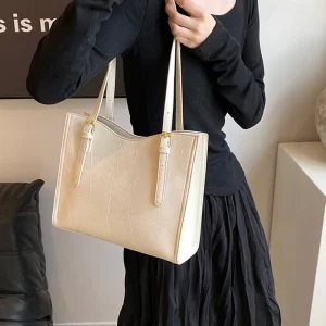 Casual Texture Leather Large Capacity One holder Simple Versatile Tote Bag - Image 4