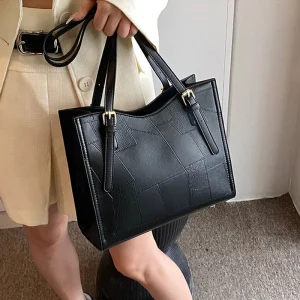 Casual Texture Leather Large Capacity One holder Simple Versatile Tote Bag - Image 3