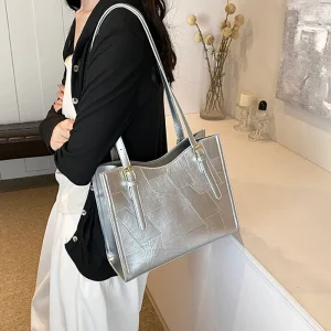 Casual Texture Leather Large Capacity One holder Simple Versatile Tote Bag - Image 10