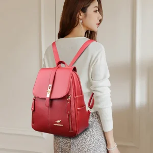 Designer Bookbag Fashion Backpack High Quality PU Leather Large Capacity Travel Bags - Image 2