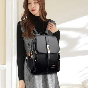 Designer Bookbag Fashion Backpack High Quality PU Leather Large Capacity Travel Bags - Image 3