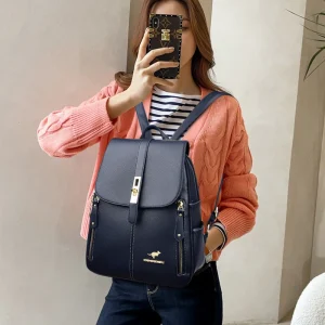 Designer Bookbag Fashion Backpack High Quality PU Leather Large Capacity Travel Bags - Image 5