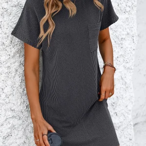 Elegant A-Line Solid Color Pullover Loose Mini Dresses - Image 6