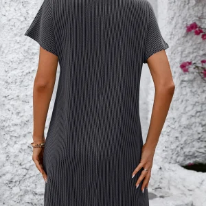 Elegant A-Line Solid Color Pullover Loose Mini Dresses - Image 8