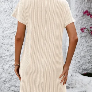 Elegant A-Line Solid Color Pullover Loose Mini Dresses - Image 4