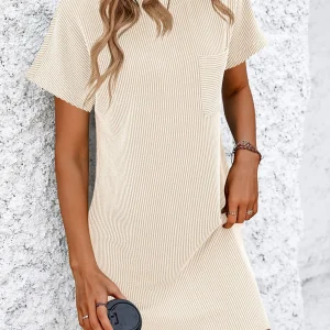 Elegant A-Line Solid Color Pullover Loose Mini Dresses - Image 3