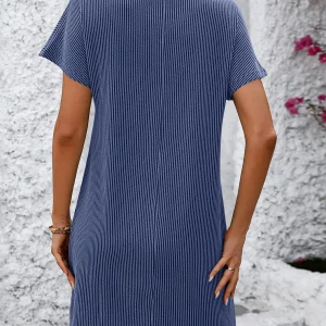 Elegant A-Line Solid Color Pullover Loose Mini Dresses - Image 33