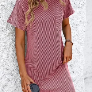 Elegant A-Line Solid Color Pullover Loose Mini Dresses - Image 26