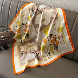 Foulard Shawls Square Warps Neck Floral Headbands Elegant Scarf - Image 13