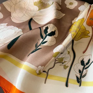 Foulard Shawls Square Warps Neck Floral Headbands Elegant Scarf - Image 12