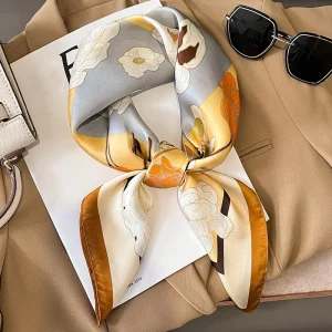 Foulard Shawls Square Warps Neck Floral Headbands Elegant Scarf - Image 7