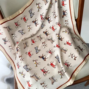 Fourlard Head Band Shawls Warps Neckerchief Square Elegant Scarves - Image 2