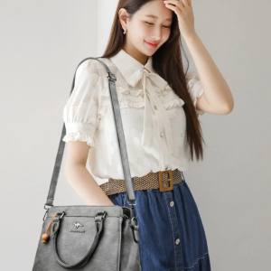 Luxury Soft Leather Large Capacity Shopping Messenger Cross body Handbags - Image 5