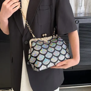 Paillette hasp Luxury Handmade With Chain Wedding Party Clutch bag - Image 2
