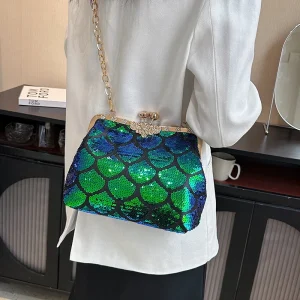 Paillette hasp Luxury Handmade With Chain Wedding Party Clutch bag - Image 5