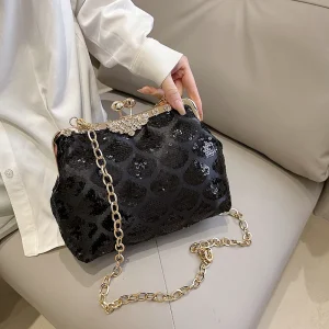 Paillette hasp Luxury Handmade With Chain Wedding Party Clutch bag - Image 8