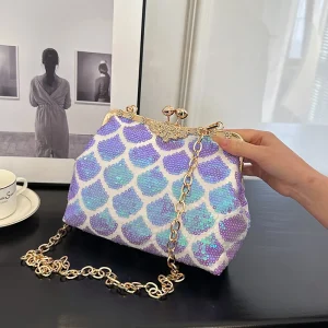 Paillette hasp Luxury Handmade With Chain Wedding Party Clutch bag - Image 10