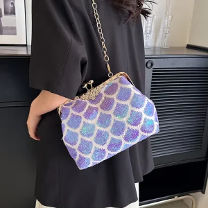 Paillette hasp Luxury Handmade With Chain Wedding Party Clutch bag - Image 11